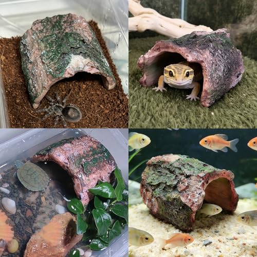 Image of Tfwadmx Betta Log 2 Pack Resin Hollow Tree Trunk Ornament Reptile Hideout Aquarium Cave Ornament Terrarium Tank Decoration for Fish Shrimp or Small Reptile Turtle Tarantula Spider Hermit Crab
