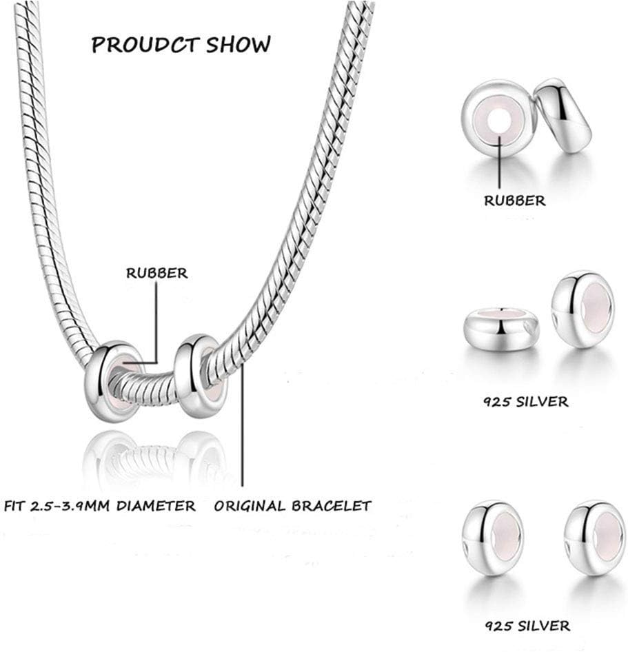 2PCS Clip Stopper Charms 925 Sterling Silver Round Stopper Spacer Charm Beads for DIY Bracelet - Image 3