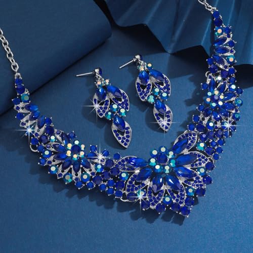 Image of Shining Diva Fashion Stylish Design Fancy Crystal Necklace Jewellery Set for Women | Trendy Celebrity Inspired Jewellery