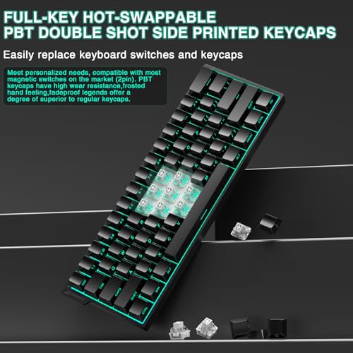 Image of AULA MINI60 HE PRO - 60% Mechanical Gaming Keyboard Wireless, Hall Effect Magnetic Switch Hot Swappable, Adjustable Actuation Rapid Trigger Mode, 8000 Hz Polling Rate, 60 Percent Compact Design for PC