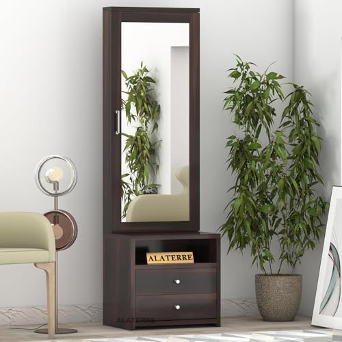 Image of ALATERRE Sheesham Wood Dressing Table with 2 Drawer Storage for Living Room Bedroom Wooden Vanities (Walnut Finish)