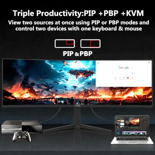 Image of 5K Monitor, Z-Edge 49 inch 1500R Curved Gaming Monitor, DQHD 5120x1440 Monitor,165Hz, 32:9 Ultrawide, 1ms MPRT, 350 cd /m, 8bit, UG49W HDMI*1, DP*1, USB-C, PIP /PBP, Adjustable Stand