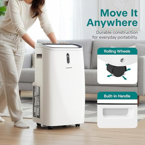 Image of SereneLife Portable Air Conditioner 12000 BTU With WIFI | 3-in-1 Cooling, Fan and Dehumidifier | 24-H Timer Up to 550 Sq Ft Coverage | AC Unit for Bedroom, Home & Office, Includes Window Kit & Remote