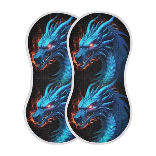 Kigai Dragon Baby Muslin Burp Cloths 2 Pack, Soft 4 Absorbent Layers Cotton Burp Rags for Newborn Girls Boys