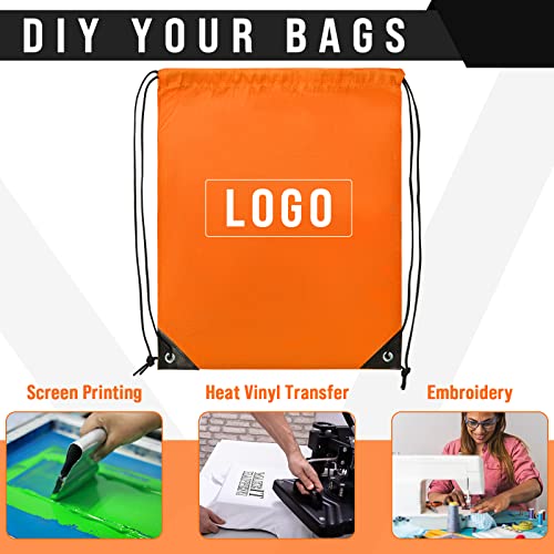 100 Pieces Drawstring Backpack Bags Bulk Back Sack String Bags Cinch Storage Bags for Gym School Travel DIY Gifts (Orange)3