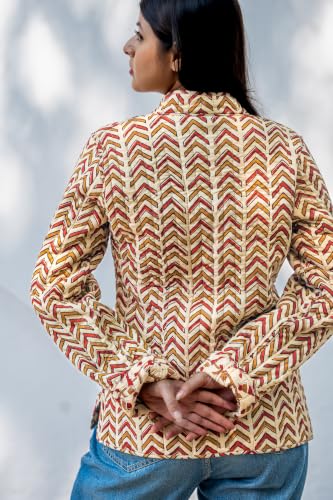 Image of Reversible Jacket for Women | Double Sided Quilted Jacket | Reversible Winter Jacket for Women | Stylish Ethnic Printed Jacket | Warm & Comfortable Casual Outerwear