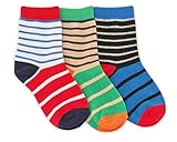Jefferies Socks Boys Stripe White/Khaki/Black Fashion Cotton Crew Socks 3 Pair Pack (M - USA Shoe 12-6 - Age 5-10 Years, Multi)