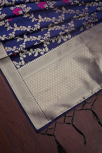 Image of DEVANGI Women's Woven Jacquard Banarasi Silk Printed Dupatta /Chunni with Meena Work, Width 1 Meter, Length 2.5 Meter