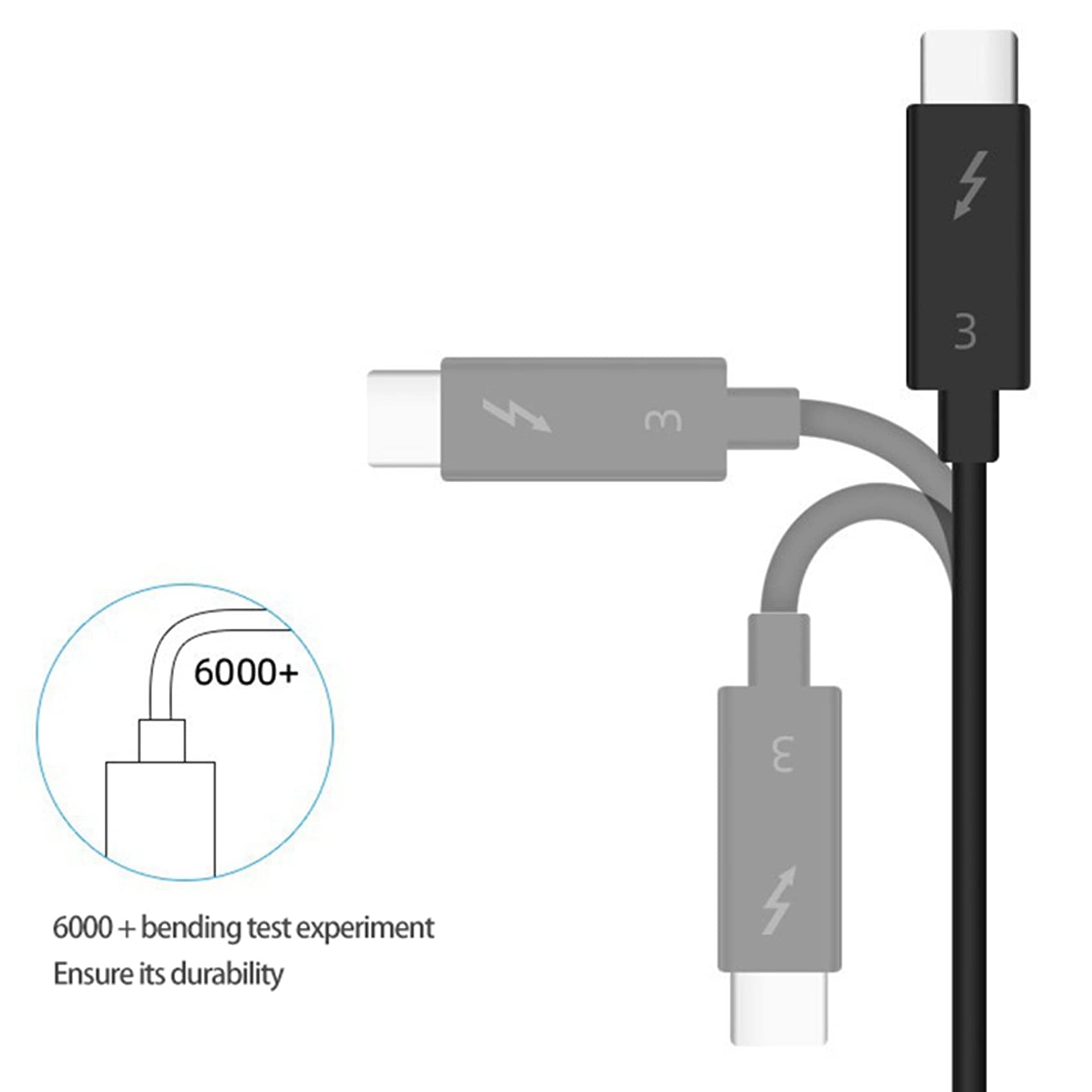 4X Cable Typec para 3 Cable de Datos 40Gbps Velocidad 100W Carga RáPida 5K TransmisióN 50Cm