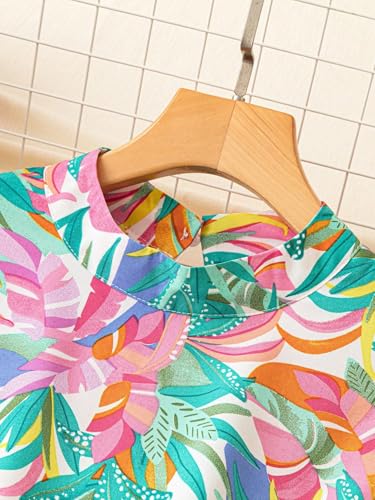 Image of SISKIN Summer Dresses for Women 2025, Boho Elegant Weeding Party Beach Resort Dresses for Women 2025 Casual Spring, Floral Multicolor Ruffle High Neck Midi A-line Pleated Belt Dress Green M