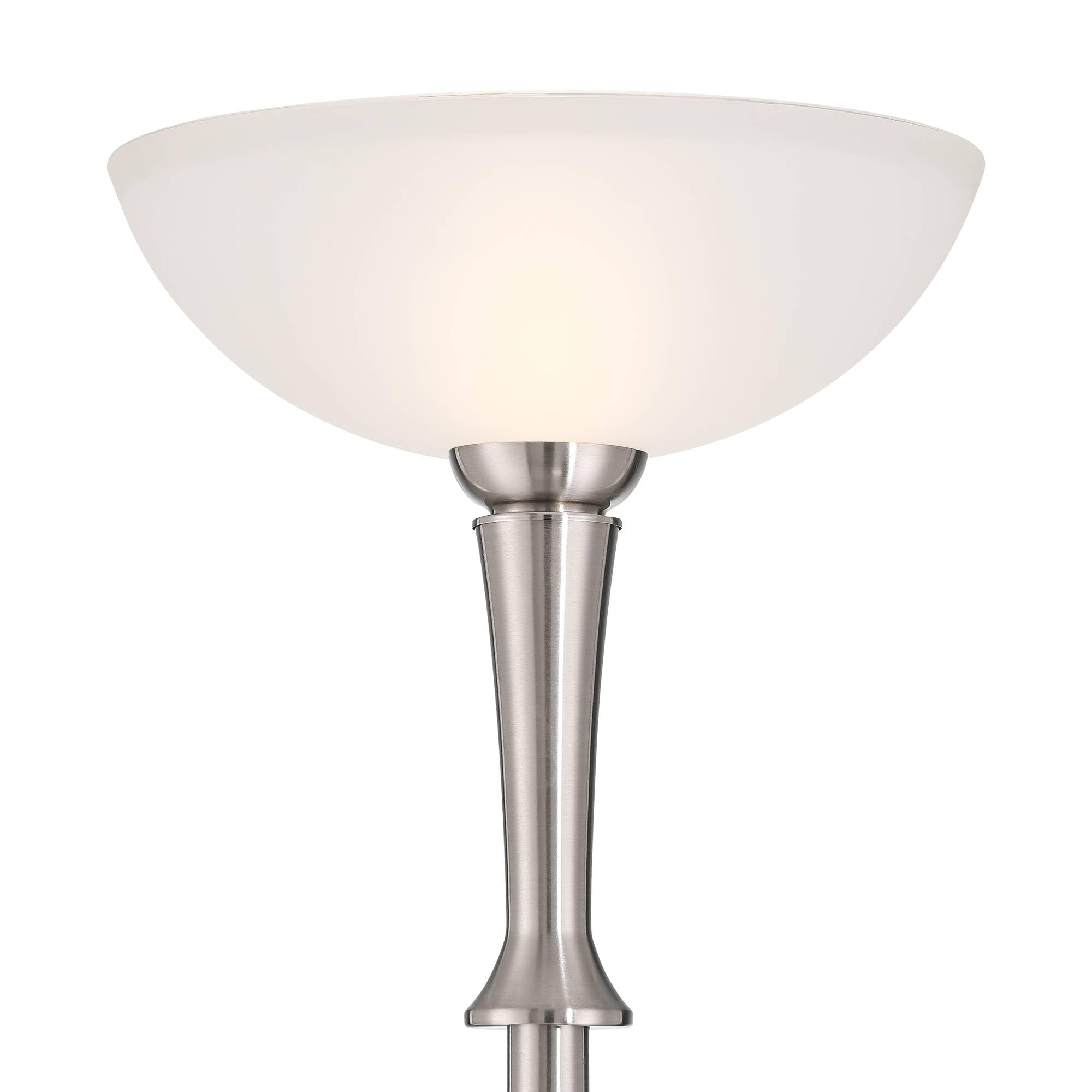 Brooke Twin Pull Chain Bronze Floor Lamp Possini Euro Design Modern Art Deco Floor Lamp Standing 63" Tall Brushed Steel Silver Metal Thin Column White Acrylic Petal Flower Shade Decor For Living