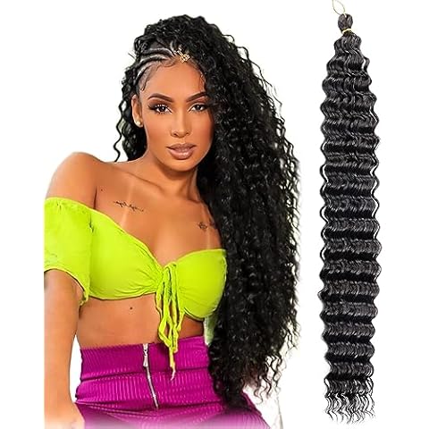 BATISI Ocean Wave Crochet Hair 30 Inch 1 Pack 1b Natural Black Deep Wave Crochet Hair Wavy Braiding Hair Curly Crochet Hair For Black Women Cover