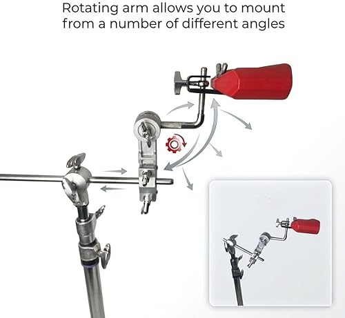 Miniatura 4 de ROSS Percussion Abrazadera universal de montaje para cencerro con barra en L ajustable, accesorio de hardware de batería multiajuste para soportes