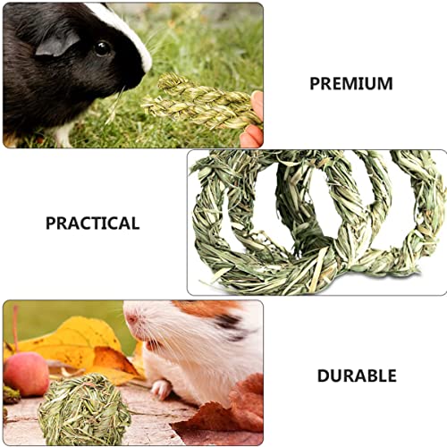 Mipcase Natural Pet Teeth Grinding Snack Toy Set 9Pcs for Chinchillas Guinea Pigs and Hamsters Chewing Grass Rings for Dental Health and Active Play - Image 4