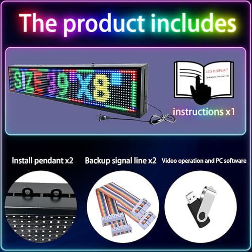 Image of Outdoor Programmable Led Sign Waterproof Scrolling Digital Business Advertising Display Screen Custom Electronic Message Board Brightness App Control(39 inchX8 inch)