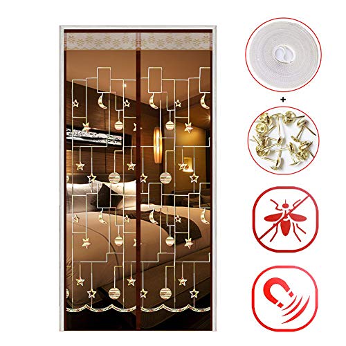 Preisvergleich Produktbild Magnetische Bildschirmtür Einfache Installation Bildschirmtür,magnetischer Türbildschirm,pet Friendly Mesh Curtain Bildschirmtür,hält Bugs Heraus Kaffee 220x120cm(87x47inch)