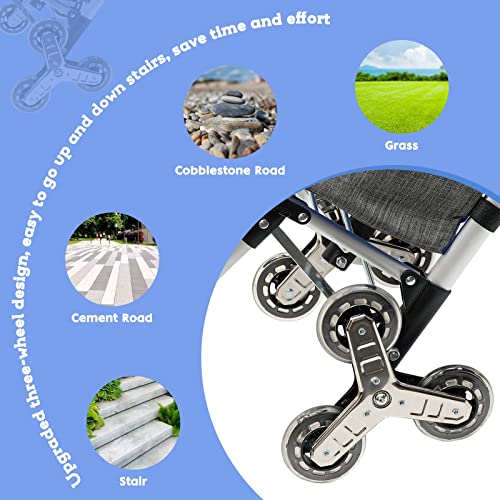 Zusammenklappbarer Einkaufswagen mit Frischhalteschicht, Lebensmittelwagen mit 6 Rädern, Treppenwagen für Einkaufen… – Bild 4