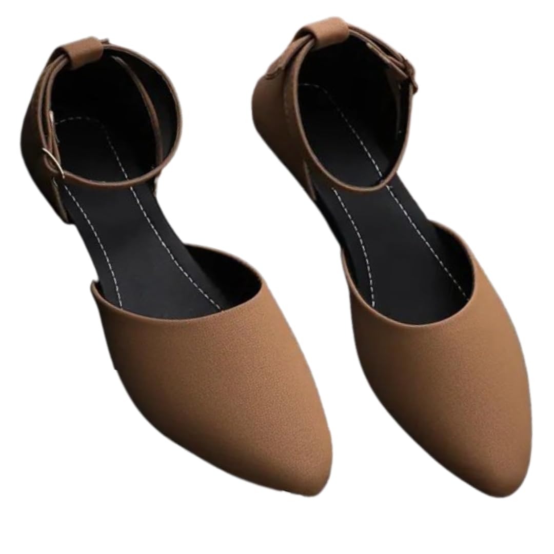 Suede Casual Footwear for Women Stylish Ankle Strap Buckle Belly for Party Formal wear Casuals Comfortable and Fashionable Bellies for Women and Girls |-image-44