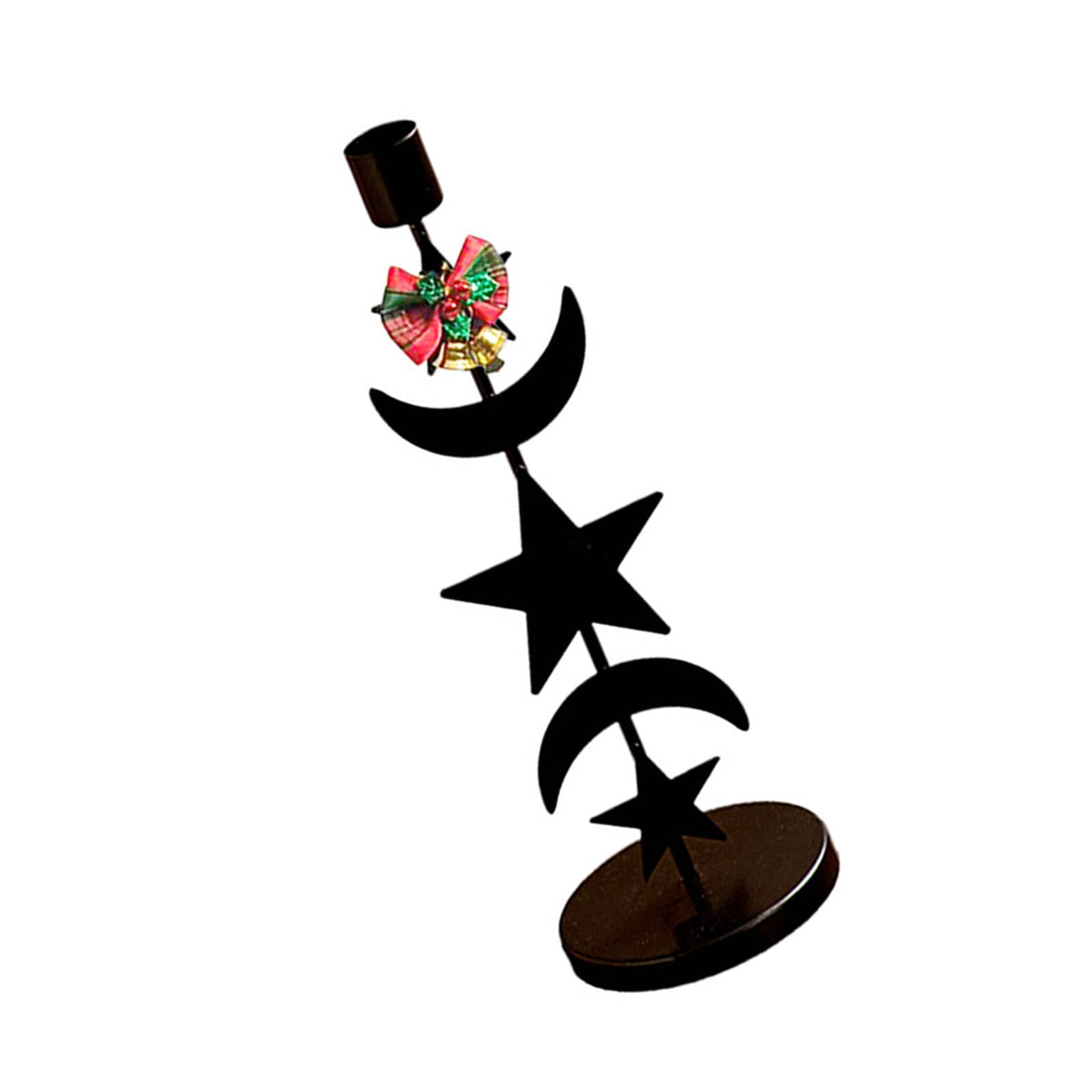Buxuaaaa B Uxuaaaa Rust-Resistant Iron Taper Holder With Patterns, Owknot For Holiday Gatherings And Edroom Ambiance Iron Christmas Candlestick