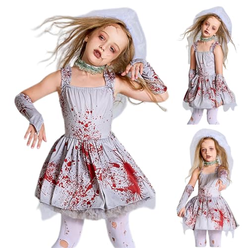 Disfraz de novia fantasma - vestido de tutú Bloody Corpse Novia para de Halloween | Accesorios de Halloween Dress Up con velo y glovelets para favores de