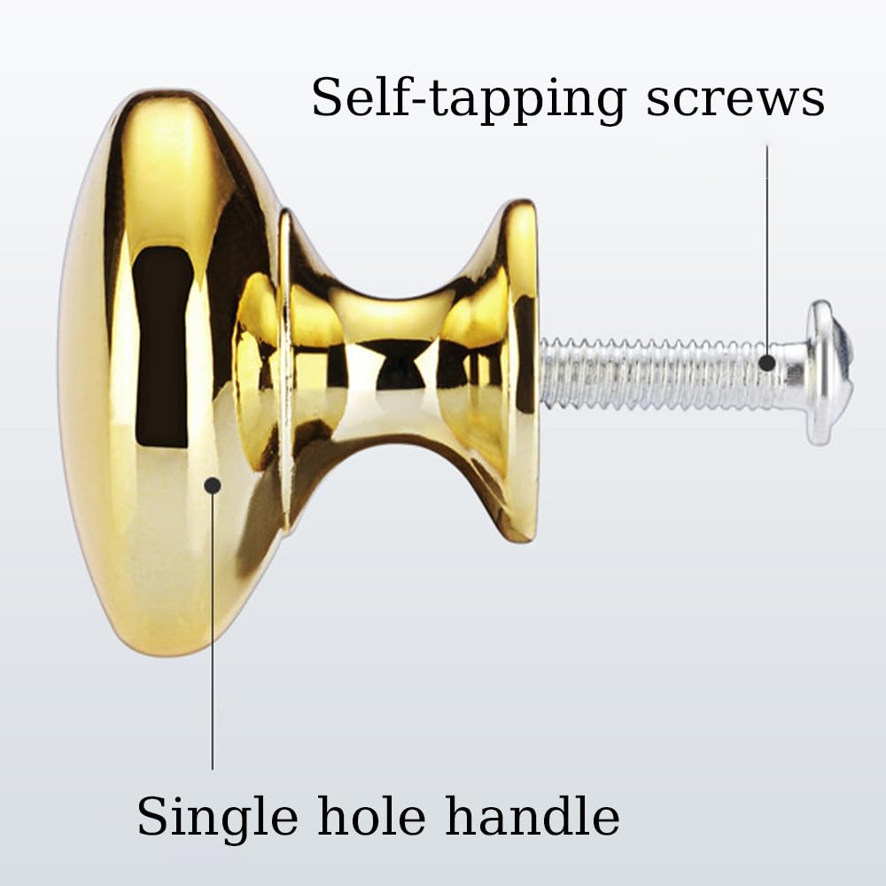 WUJENPEAHT 4 PCS Cabinet Knobs with Screws Round Drawer Wardrobe Handles Gold Door Knobs for Cabinet Drawer Cupboard Wardrobe Furniture - Image 3