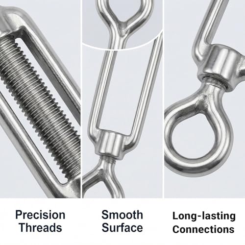 6pcs Turnbuckle Tensioner, Ajustable O a O Tensores Pesados de Acero Inoxidable para Cables miniatura 5