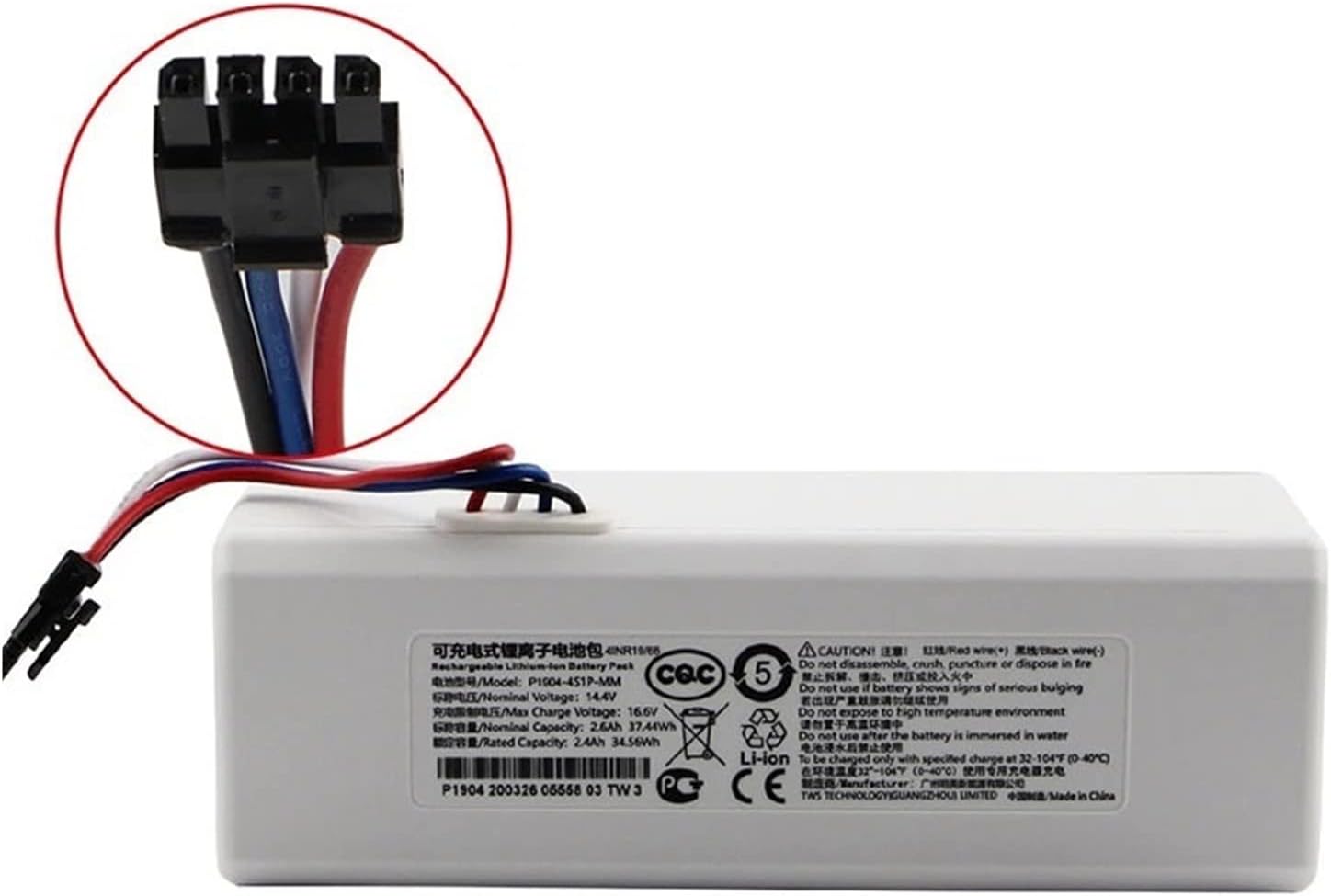 5200mAh Robot Battery 1C P1904-4S1P-MM Compatible with Xiaomi Mijia Mi STYTJ01ZHM Vacuum Cleaner Sweeping Mopping Robot Replacement Battery (Color : 5200mAh)