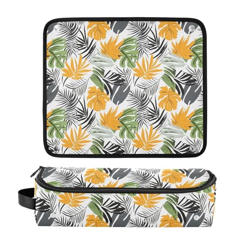 Bolsa para herramientas de cabello con plantas tropicales y hojas, resistente al calor, ideal para planchas, rizadores y organizador de viaje miniatura 3