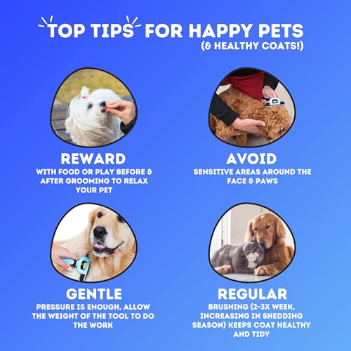 DakPets Deshedding Tool | Stainless Steel Grooming Brush for Shedding Fur Removal - Cats and Dogs