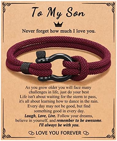 PINKDODO To My Son Bracelet from Mom, Son Gifts from Mom Dad, Son Bracelet for Teenage Teen Boys, Valentines Day Birthday Gifts for Son Teenage Teen Boys from Mom Mother Father, Graduation Gift