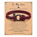 PINKDODO To My Son Bracelet from Mom, Son Gifts from Mom Dad, Son Bracelet for Teenage Teen Boys, Va