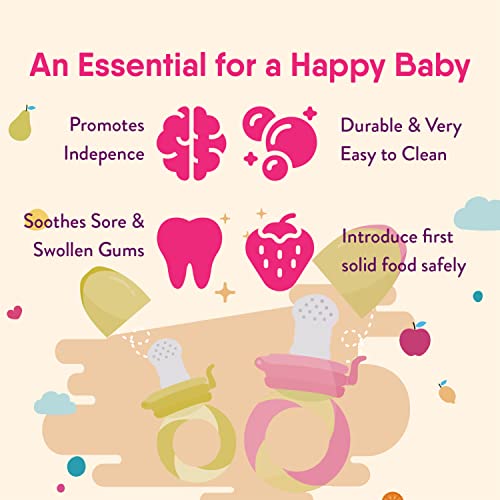 Naturebond Baby Food Feeder/Fruit Feeder Pacifier (2 Pack) - Infant Teething Teether | Includes Additional Silicone Sacs #TOP5