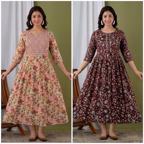 Image of Combo of 2 Feeding Kurti for Women | Cotton Printed Kurti for Women | Kurti for Women| Kurti | Printed Kurti | Feeding Kurti | Maternity Kurti
