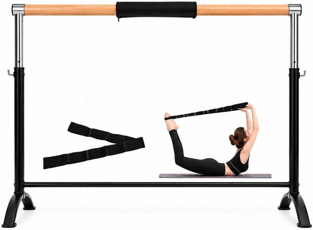 LeStage Ballet Barre - Portable Freestanding Adjustable Training Barre - Pro Series with Foam Protector and Elastic Stretching Strap