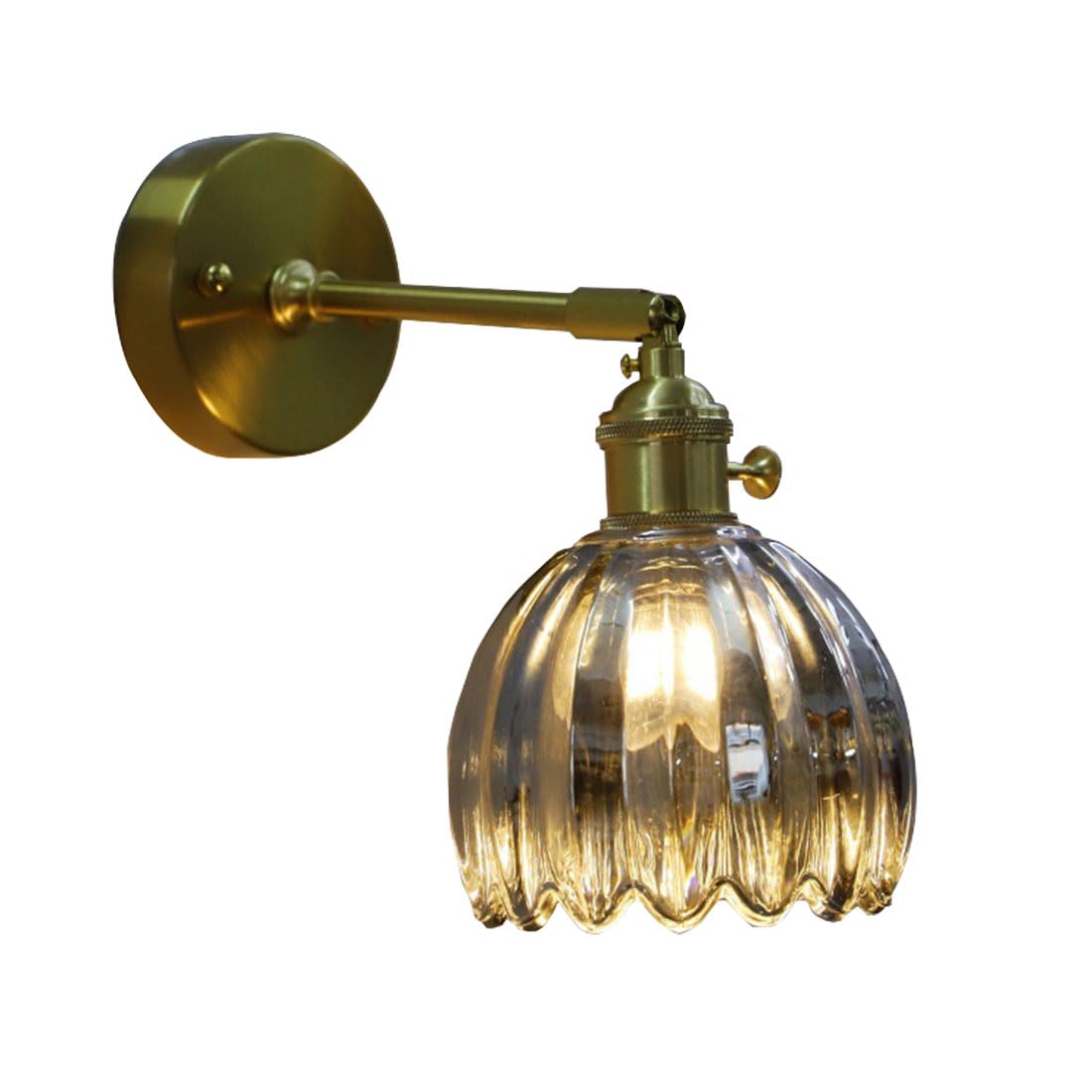 HUAYUSEDF Vintage Wall Lights Tulip Glass Lampshade Up & Down Adjustable Wall Sconces with Switch Industrial Modern Wall Lamp for Bedroom Loft Living Room Kitchen (Green)(Gray)