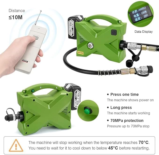 Pompa idraulica da 70 Mpa a doppio effetto con telecomando per punzonatura e sollevamento, ideale per applicazioni esterne