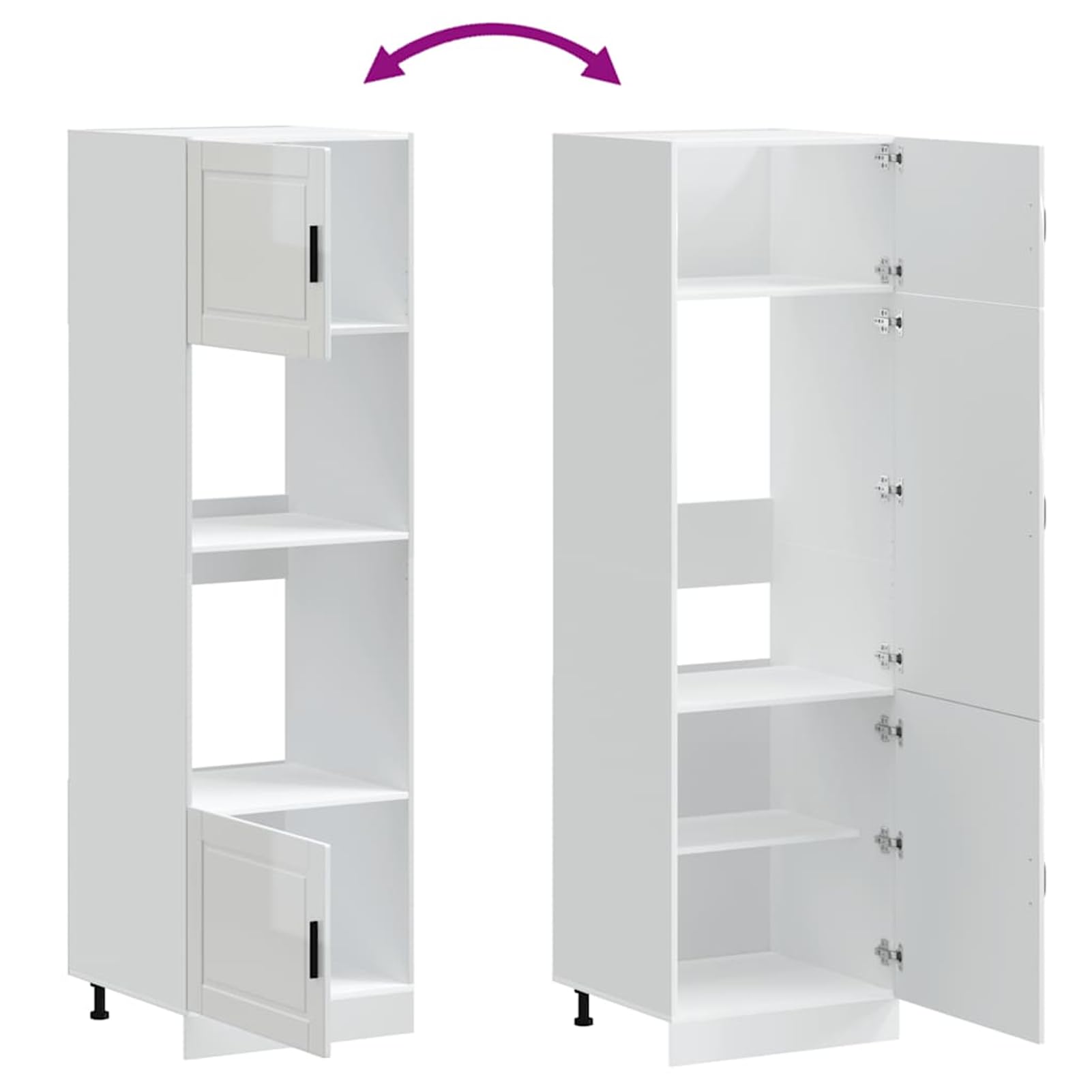 Homgoday Herdumbauschr?nke 2 STK. Porto Hochglanz-Wei? Holzwerkstoff Schrank Model3315053