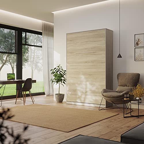 SMARTBett Schrankbett Standard 90x200 120x200 140x200 160x200 Bettschrank Wandbett Beton/Eiche Sonoma 120 Vertikal – Bild 4