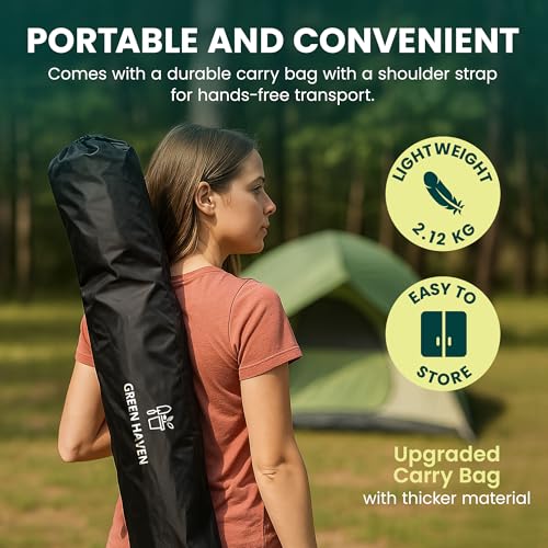 Green Haven Folding Camping Chair with Cup Holder & Carry Bag – Lightweight Portable Outdoor Chair, Heavy Duty Steel Frame, Padded Headrest, Wide Seat for Camping, Festival, Garden, Fishing - Image 6