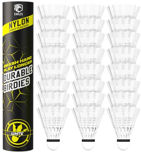 Badminton Birdies Nylon Feather Bedminton Shuttlecocks - Plastic Birdie Ball for Indoor Outdoor Matches Baseball Practice Highly Stable & Durable Set for Beach Racket Games Playground Backyards