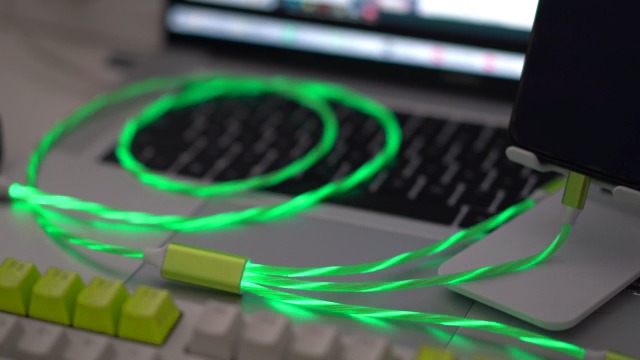 Image of 3 Combinations Multi Ports USB Charger Cable A to Micro USB /Type C PD Fast Charging Cord Light Up LED Current to be a Night Light Compatible with Most of Devices-39 inches Green.