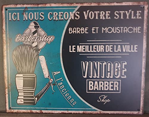 Placa de metal Barber para decorar paredes vacías con estilo vintage 2
