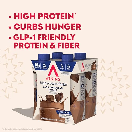 Image of Atkins Dark Chocolate Royale Protein Shake,High Protein Shakes,Low Glycemic,Low Carb and-Low Sugar Chocolate Flavored-Protein Shakes,Keto Friendly,(Pack of 24)