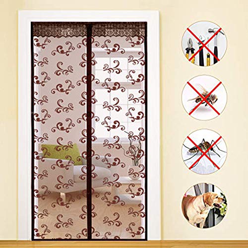 Preisvergleich Produktbild GUYUN Magnetische Fliegengitter Tür Moskitonetz - Stoff in Fiberglas, mit Klettverschluss,durch kinderleichte Klebemontage,Magnetvorhang zum Insektenschutz Moskitonetz FüR TüRen,Brown,80x210cm