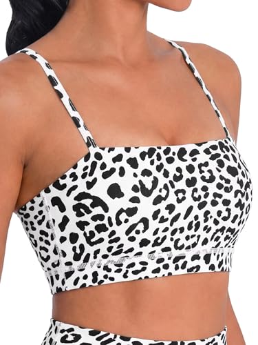 Image of Sunzel Adjustable Straps Sports Bra Padded Yoga Crop Top Light Support | Buttery Soft, Wireless, Adjustable Spaghetti Straps, Removable Pads, Bandeau Bra with Straps, Workout Gym Daily Wear