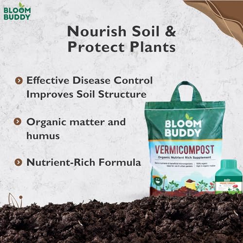 Image of Bloom Buddy Vermicompost 4.5kg & Organic Fungicide 50ml Combo - Nourish Soil & Protect Plants