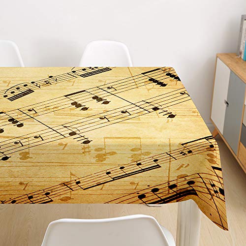 Nappe rectangulaire musique jaune 140x180cm lavable pour table de repas