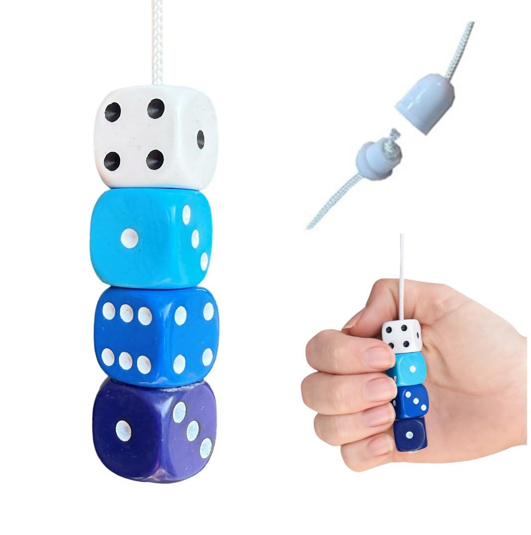 Lowgy Mixed Blues Resin Dice Light Pull With Cord & Connector For Easy Fitting - Choice Of Cord Colours And Connectors (Mixed Blues)