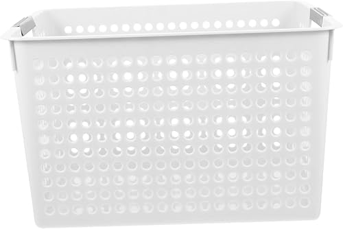 Cesta organizadora de ropa sucia de plástico, cesta de almacenamiento de toallas de baño para bebés, cestas de plástico de escritorio blancas,