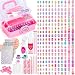480 Pcs Kids Nails and Glue, Girls Press ons Nail Art Kit with Storage Case, Fake Nails Adhesive, Remover, Stickers, Glitter Cute Stuff Gift for Girls 8-12
